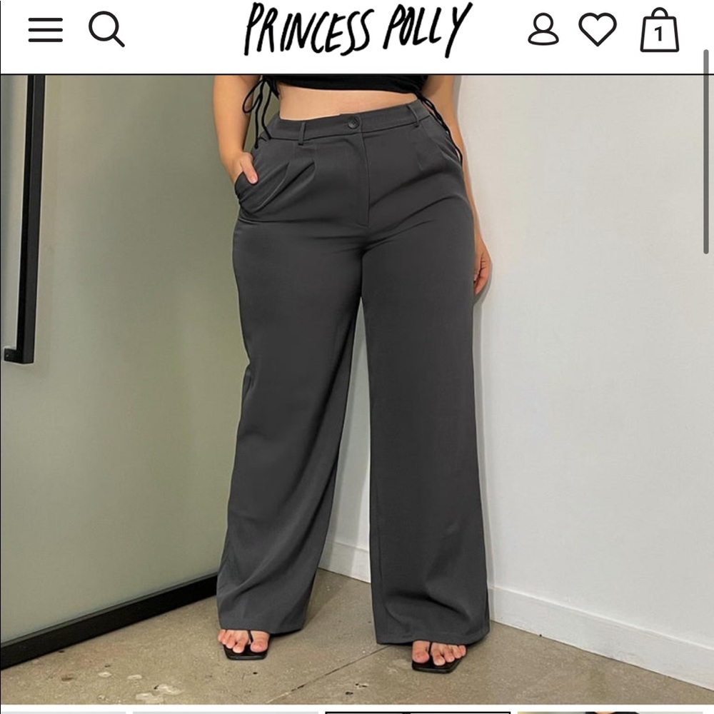 Princess Polly Curve Archer Pants in slate grey size 16